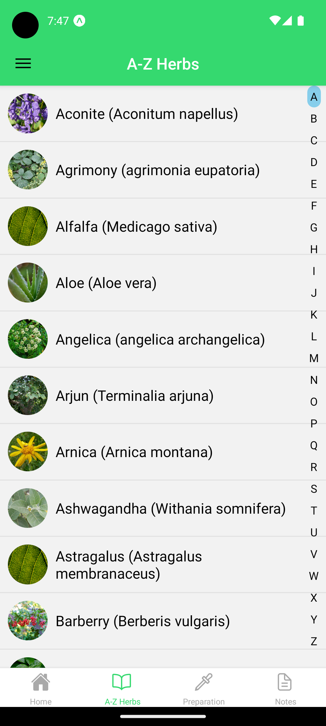 A-Z Herb Screen